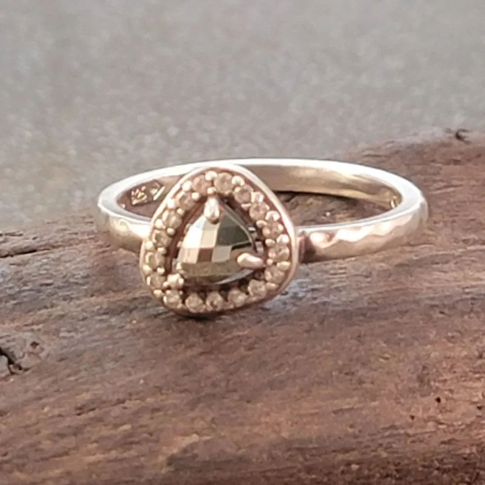 SILPADA 925 Sterling Silver Hematite Cubic CZ Belle Fleur Ring Size 8